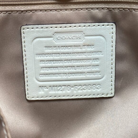 Coach Park Color Block Tote Shoulder Bag Smooth Leather Coral Tan White F23683 - Picture 11 of 13